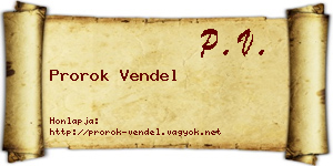 Prorok Vendel névjegykártya